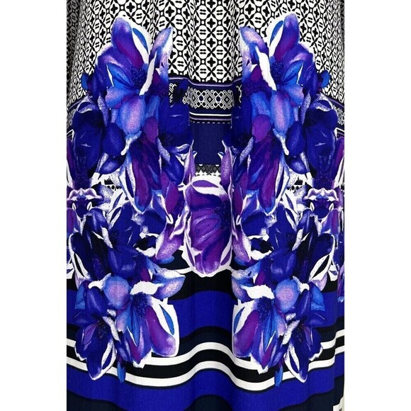 New York & Company Purple Geo Print Knee Length Dress Size Large (12/14) - Picture 11 of 12